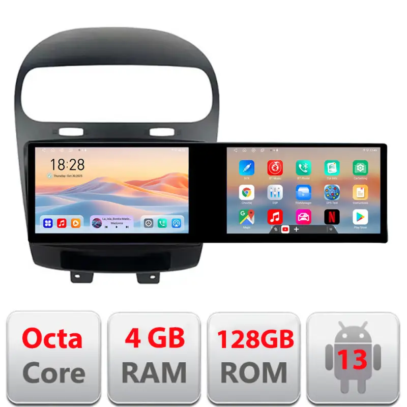 Navigație Android Fiat Freemont / Dodge Journey 2012-2019, 2 ecrane 21.6 inch, 4+128 GB Super ofertă