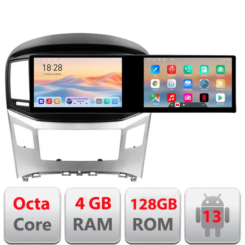 Vezi acum Navigatie Android Hyundai H1 Starex 2016+ cu 2 ecrane, 4GB RAM, 128GB