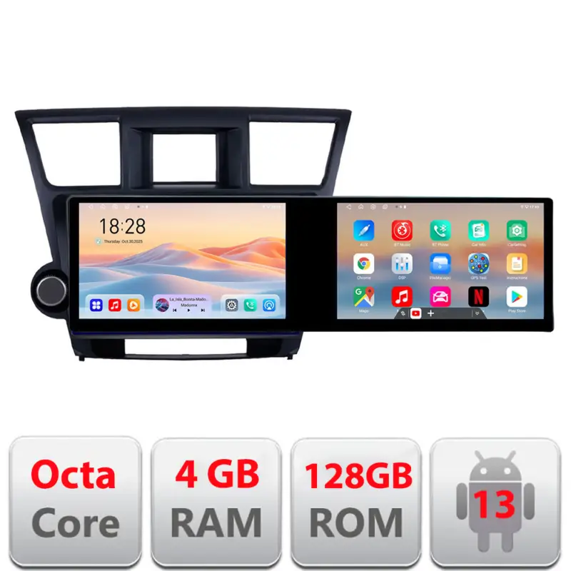 Navigație Toyota Highlander 2007-2013 Android 21.6 inch 4GB+128GB Cumpărături sigure