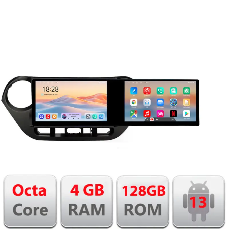 Preț redus Navigație Hyundai i10 2013-2019 Edotec cu 2 ecrane, 4GB RAM, 128GB, Android
