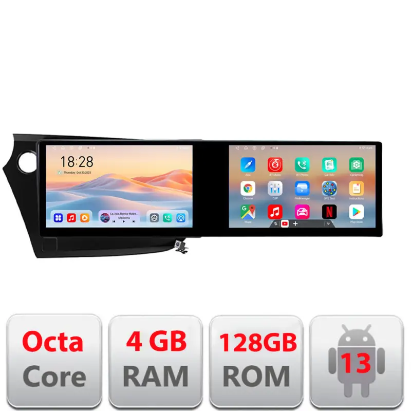 Calitate înaltă Navigatie Android Honda Insight 2009-2014, 2 ecrane 21.6 inch, 4GB+128GB