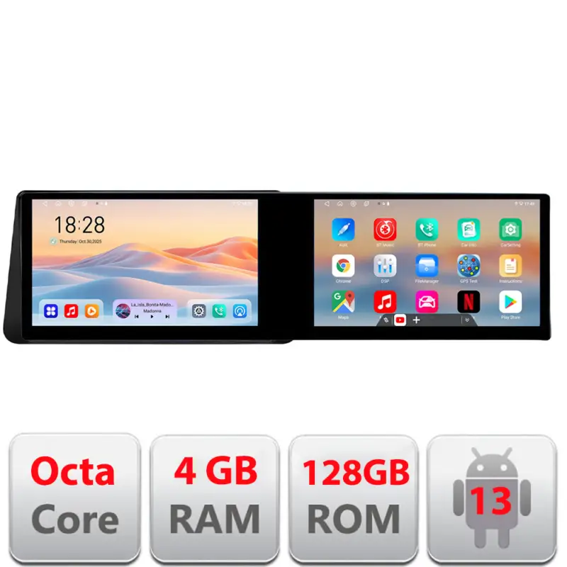 Navigatie Android Nissan Micra 2014-2024, 2 ecrane 21.6 inch, 4GB RAM, 128GB Ofertă exclusivă