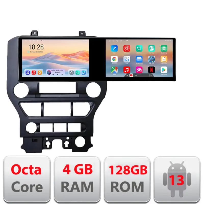 Navigatie Android Ford Mustang 2015-2020, 2 ecrane 21.6 inch, 4GB+128GB Cumpărături sigure