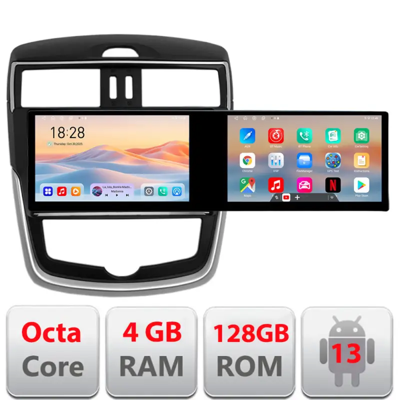 Navigație Nissan Pulsar 2014-2018 cu 2 ecrane, 4GB RAM, 128GB, Android Ofertă exclusivă