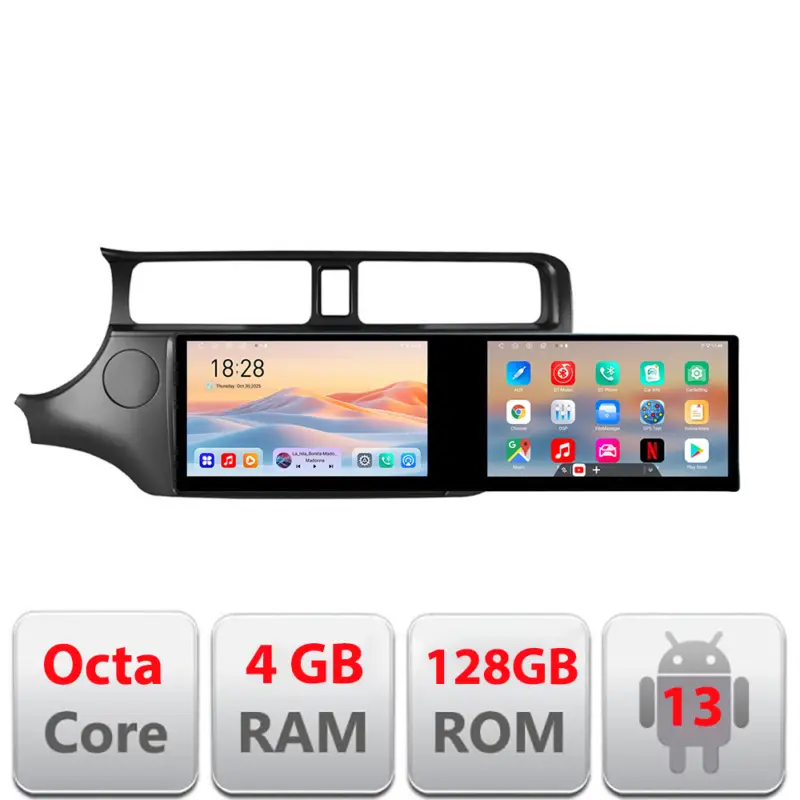 Navigatie Android Kia Rio 2011-2014, 2 ecrane 21.6 inch, 4GB RAM, 128GB Disponibil imediat