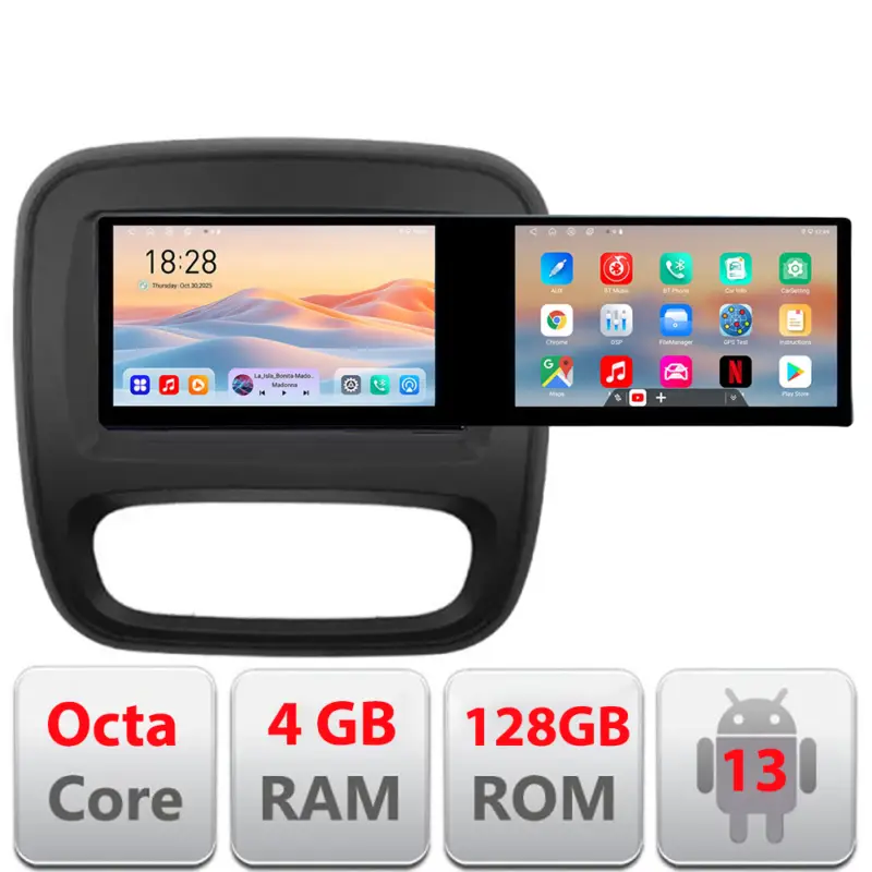Ofertă limitată Navigație Renault Trafic 2014-2018 Android 2 ecrane 21.6 inch 4GB+128GB