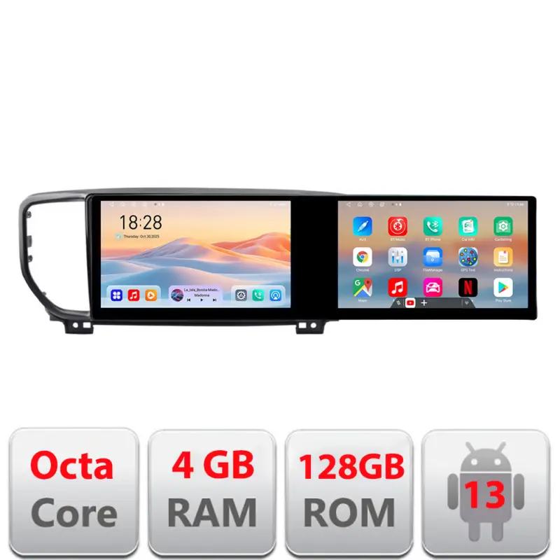Navigatie Android Kia Sportage facelift 2019, 2 ecrane 21.6 inch, 4GB+128GB Preferatul clienților