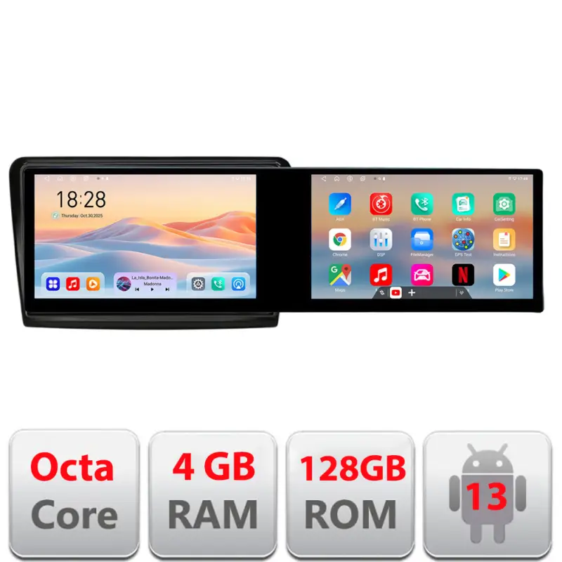 Nu rata Navigatie Android Skoda Superb 2 cu 2 ecrane 21.6 inch, 4GB RAM, 128GB