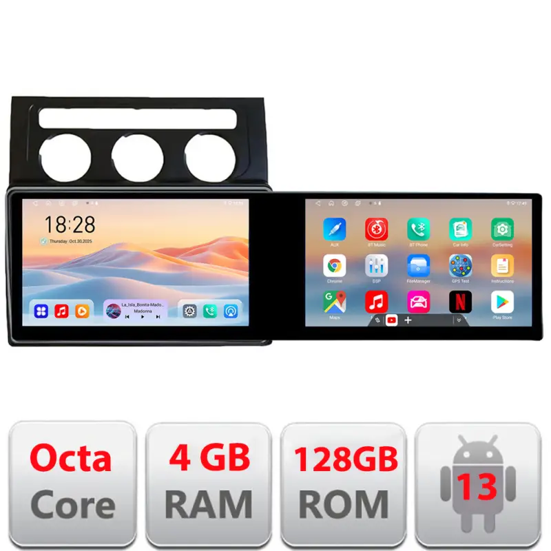 Noutate Navigație VW Touran 2003-2009 cu 2 ecrane 21.6 inch, Android 13
