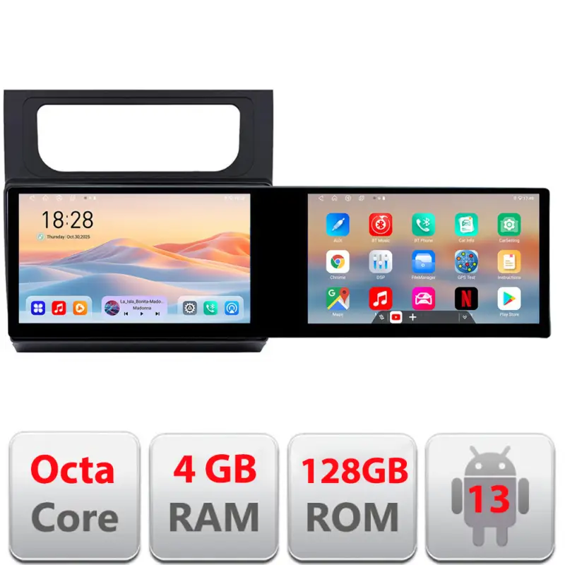 Navigație VW Touran 2010-2016 cu 2 ecrane, Android, 4GB RAM, 128GB, 21.6 inch Plată securizată