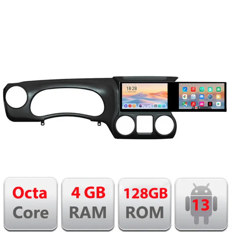 Navigație Jeep Wrangler 2014-2016 Edotec cu 2 ecrane, 4GB RAM, 128GB Cumpărături sigure