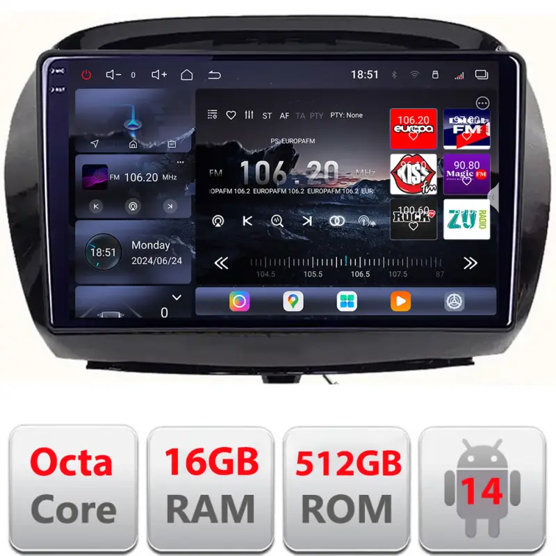 Navigație dedicată Honda FR-V 2004-2009, Android 14, QLED 2K, 16GB+512GB Premium