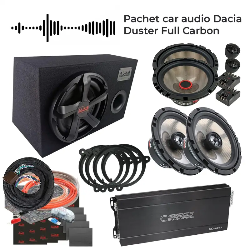 Pachet car audio complet pentru Dacia Duster cu Audio System Full Carbon Reducere de preț
