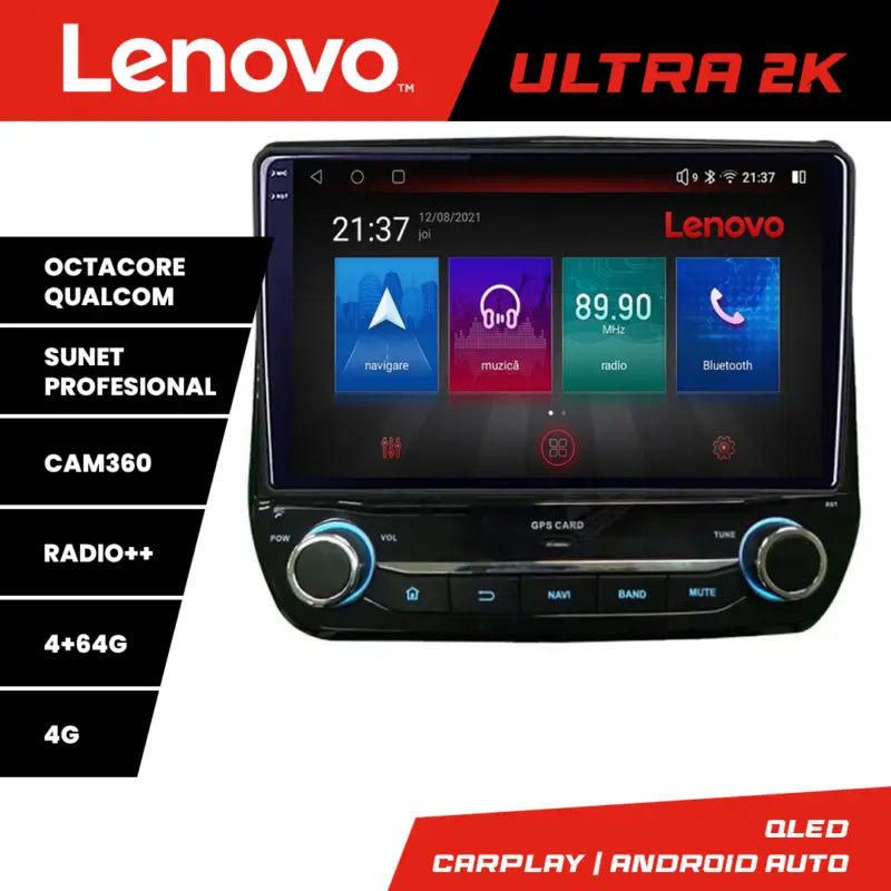Comandă acum Navigație dedicată Ford Fiesta 2017-2022 Lenovo QLED 4GB+64GB 4G CarPlay