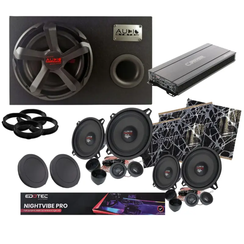 Sistem audio auto complet cu subwoofer, amplificator si lumini ambientale Cel mai bun preț