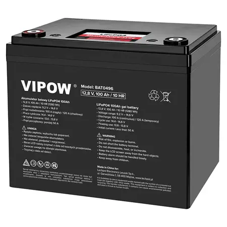 Cel mai bun preț Acumulator LiFePO4 Vipow 12.8V 100Ah cu BMS, fara mentenanta