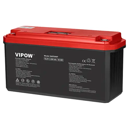 Ultima șansă Acumulator LiFePO4 Vipow 12.8V 200Ah cu Bluetooth pentru sisteme 12V
