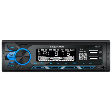 Popular Player auto 1 DIN Kruger&Matz cu Bluetooth, USB si iluminare 7 culori