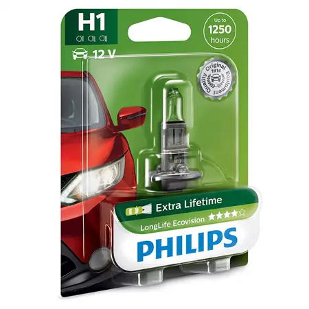 Bec auto H1 Philips LongLife EcoVision 12V, durată de viață extinsă Preț mic