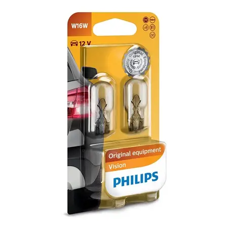 Set 2 becuri auto Philips W16W 12V pentru marșarier și poziție Livrare gratuită