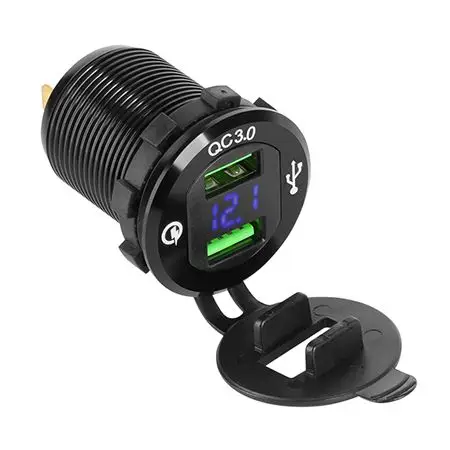Mufă auto de montaj cu 2x USB Quick Charge 3.0, 12-24V Ieftin