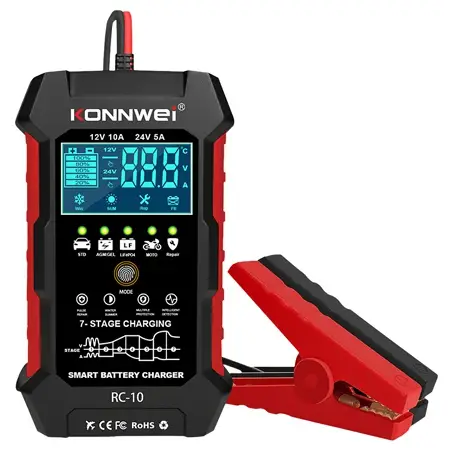 Ofertă exclusivă Redresor auto Konnwei RC-10 10A pentru baterii 12/24V, cu funcție de reparație