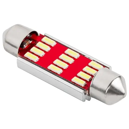 Bec LED auto CANBUS T11x41 SV8.5, 12 LED SMD 6500K, set 2 bucăți Popular
