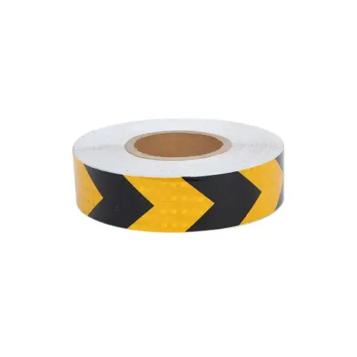 Bandă reflectorizantă galbenă cu săgeți negre 5 cm x 25 m, rola (Cod 06Y/B) Retur ușor