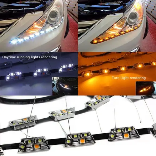 Reducere extra Bandă LED DRL premium L1, 52 cm, alb DRL și galben semnalizare (set)
