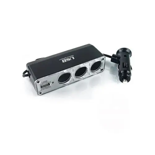 Super ofertă Prelungitor brichetă auto 3 prize cu fir și port USB pentru încărcare