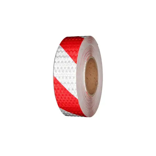 Bandă reflectorizantă tip fagure alb-roșu 5 cm x 25 m, rolă pentru marcaje CH-02R/W Plată sigură