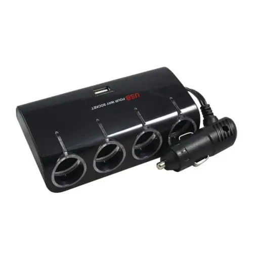 Super ofertă Prelungitor brichetă auto cu cablu, 4 prize 12V/24V + USB 1A (WF074)