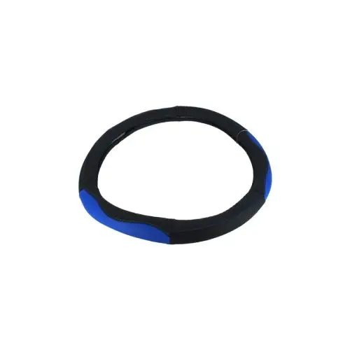 Husă volan auto din piele perforată, mărimea M 38 cm, negru-albastru (K436) Popular