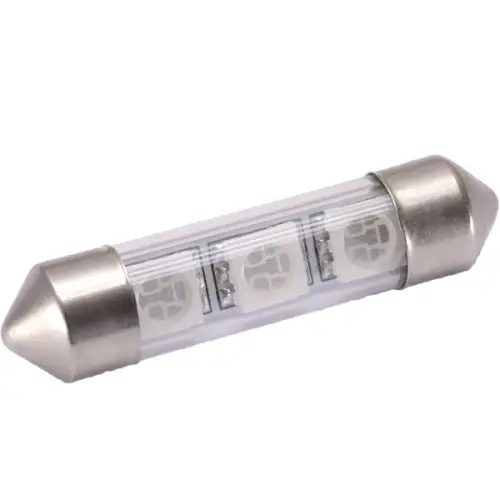 Bec LED sofit 39mm 12V cu 3 SMD 5050, lumină alb cald (PT60) Bestseller
