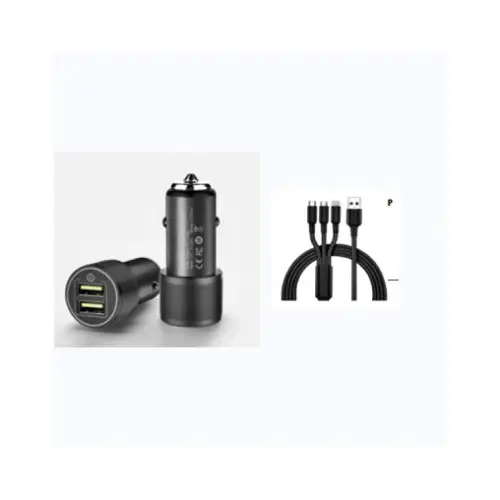 Încărcător auto 4.8A cu 2 porturi USB și cablu 3-în-1, 12/24V (PG-283) Cel mai vândut