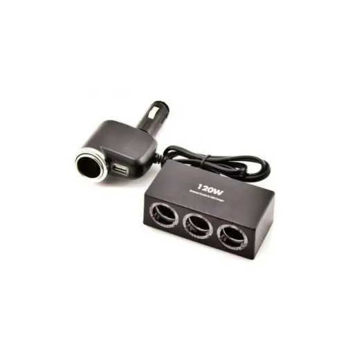 Prelungitor brichetă auto cu 4 ieșiri 12V/24V și port USB 1A, 120W (Cod 1527) Popular