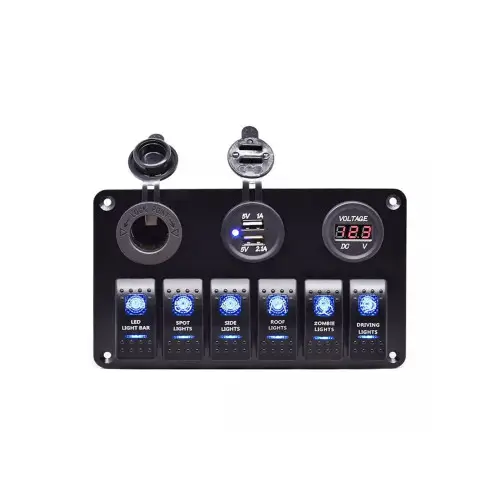 Reducere extra Panou întrerupătoare 12V cu voltmetru, USB, priză 12V și 6 butoane SP10