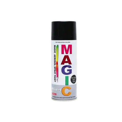 Spray vopsea Magic negru mat 450 ml – finisaj uniform, uscare rapida (Cod 004) Cumpărături sigure