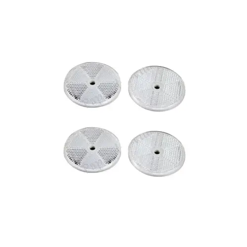 Promoție Set 4 reflectoare auto rotunde albe 61x6 mm, montaj adeziv/surub (Cod 9032)