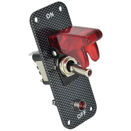 Lichidare de stoc Buton pornire 12V 20A cu LED rosu si capac de protectie, Cod 311206