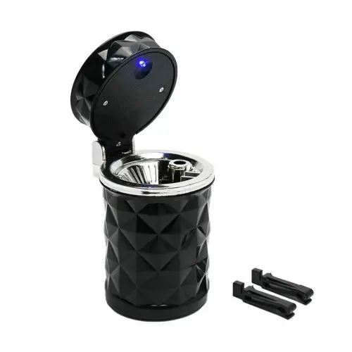 Scrumieră auto cu LED, prindere pe grila de ventilație sau suport pahar, albastru Cumpără online