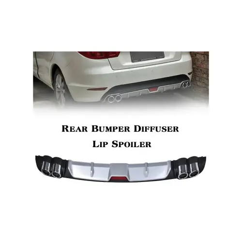 Expediere rapidă Difuzor bara spate universal 129 cm, cu imitatie evacuare, ABS negru-argintiu