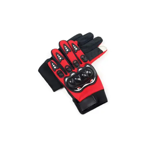 Preț mic Mănuși moto/ATV/bicicletă cu protecții, touch screen, mărime universală, roșu-negru