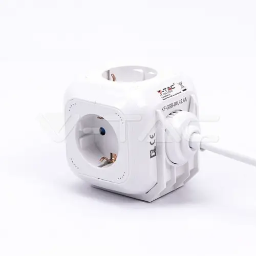 Priză cubică cu 4 prize și mufă USB, 16A 3680W, cablu 1.4m (COD 8800) Livrare expres