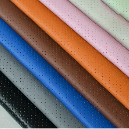 Super ofertă Material imitație piele perforată roșu Y05R, rolă 50 m x 1,5 m, vândut la metru