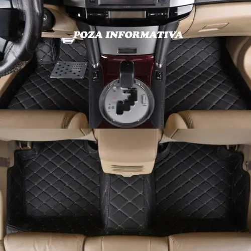 Ieftin Covorașe auto 5D LUX din piele ecologică pentru VW Sharan 2012+ negru cu cusătură bej