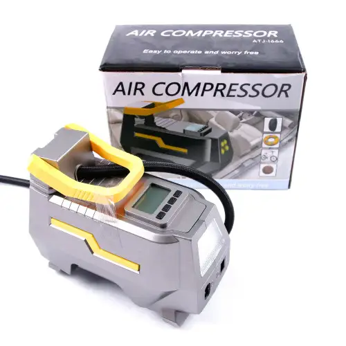 Compresor auto 12V Premium cu manometru digital și lanternă LED, cu accesorii umflare Preț promoțional