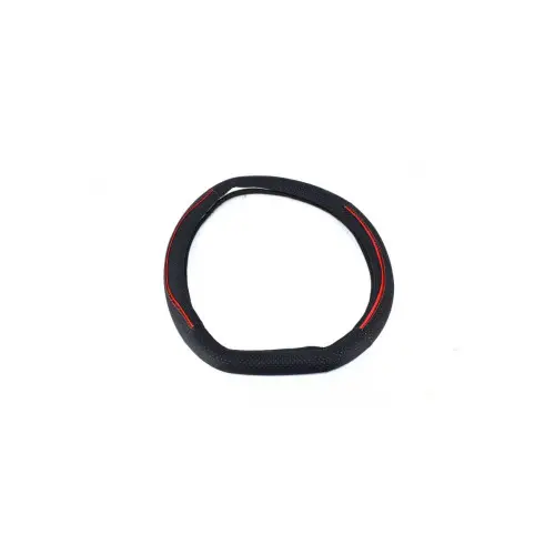 Husă volan sport din imitație piele, mărimea M 37–39 cm, negru cu cusătură roșie Ofertă