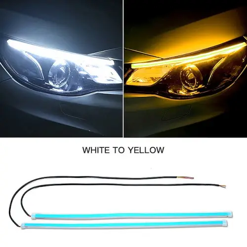 Set banda DRL LED 30 cm 12V cu semnalizare flow, alb + galben (SPT301504WAF12) Cumpărături sigure