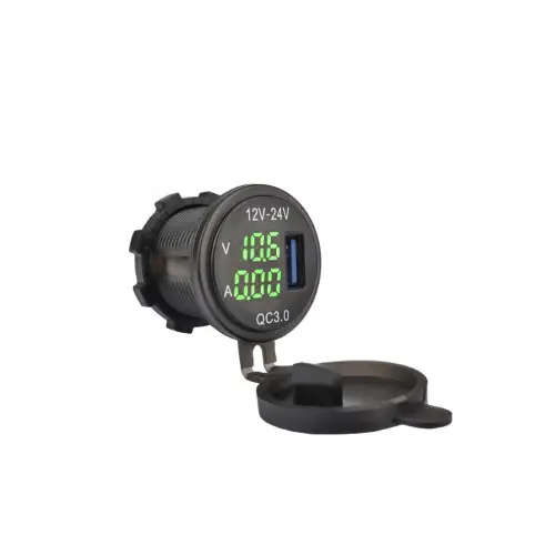 Reduceri Mufă de bord încărcător auto USB QC3.0 cu voltmetru 12–24V DS2031